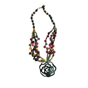 Costa Rican Artisan Colorful Wood Bead Necklace